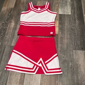 Chasse Adult Large Red & White Cheer 2 piece outfit Tank & skirt cheerleading